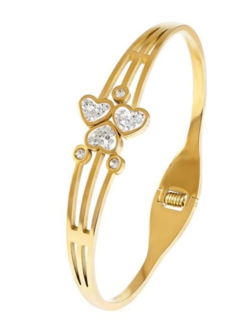 Gold Heart Accent Women's Bangle Bracelet